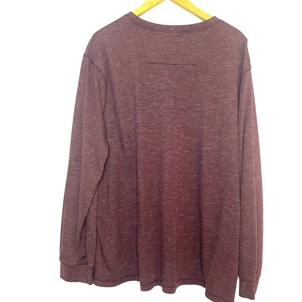 George Men's Maroon Waffle‎ Knit Crew Neck Cotton Blend Pullover Size 3XL